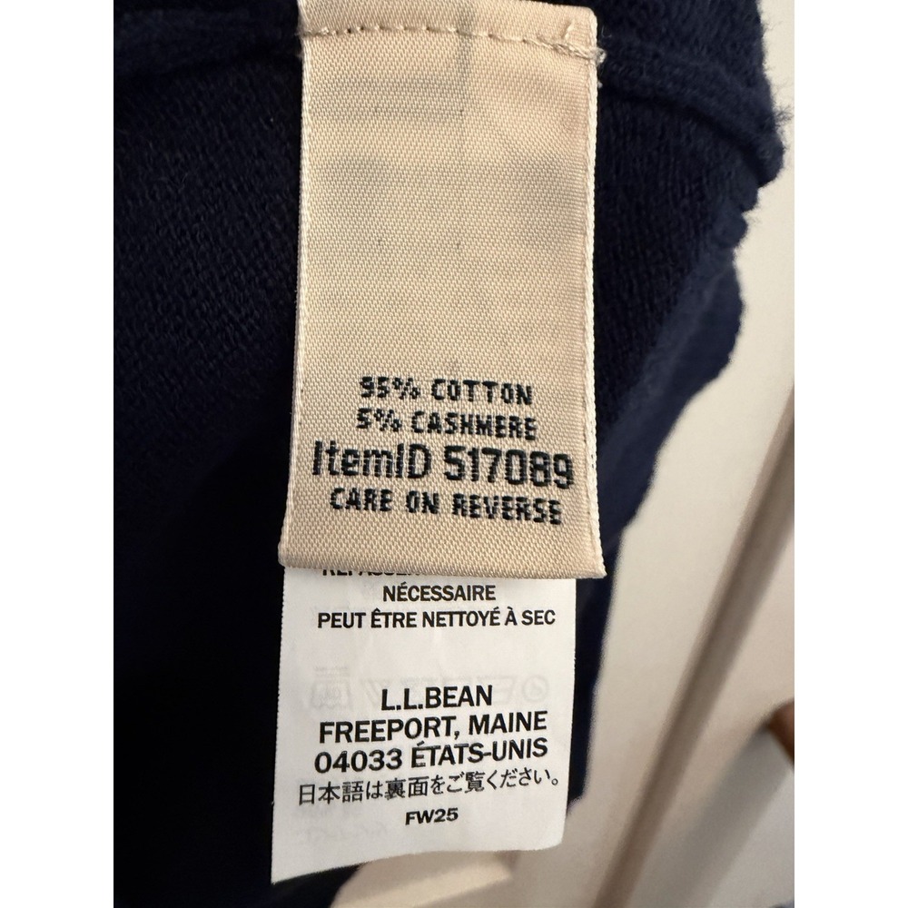 L.L. Bean Women's Navy Fair Isle Cotton Cashmere Turtleneck Sweater Medium $80 - Picture 5 of 6